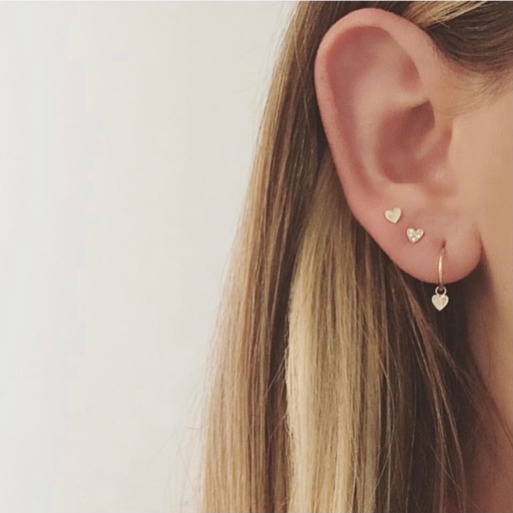 Zoe Chicco itty bitty pave heart stud earring set